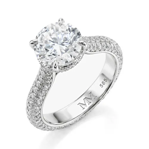 Cassiane - Moissanite Engagement Ring with Pavé-Set Accent Stones