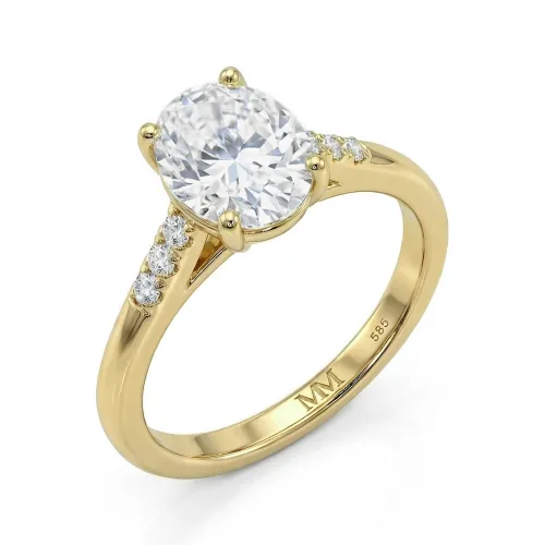 Mirage - Ovaler Moissanit Verlobungsring Mit Pavé-Seitensteinen