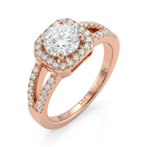 Evora – Moissanit-Ring mit Split-Shank in Halo-Fassung