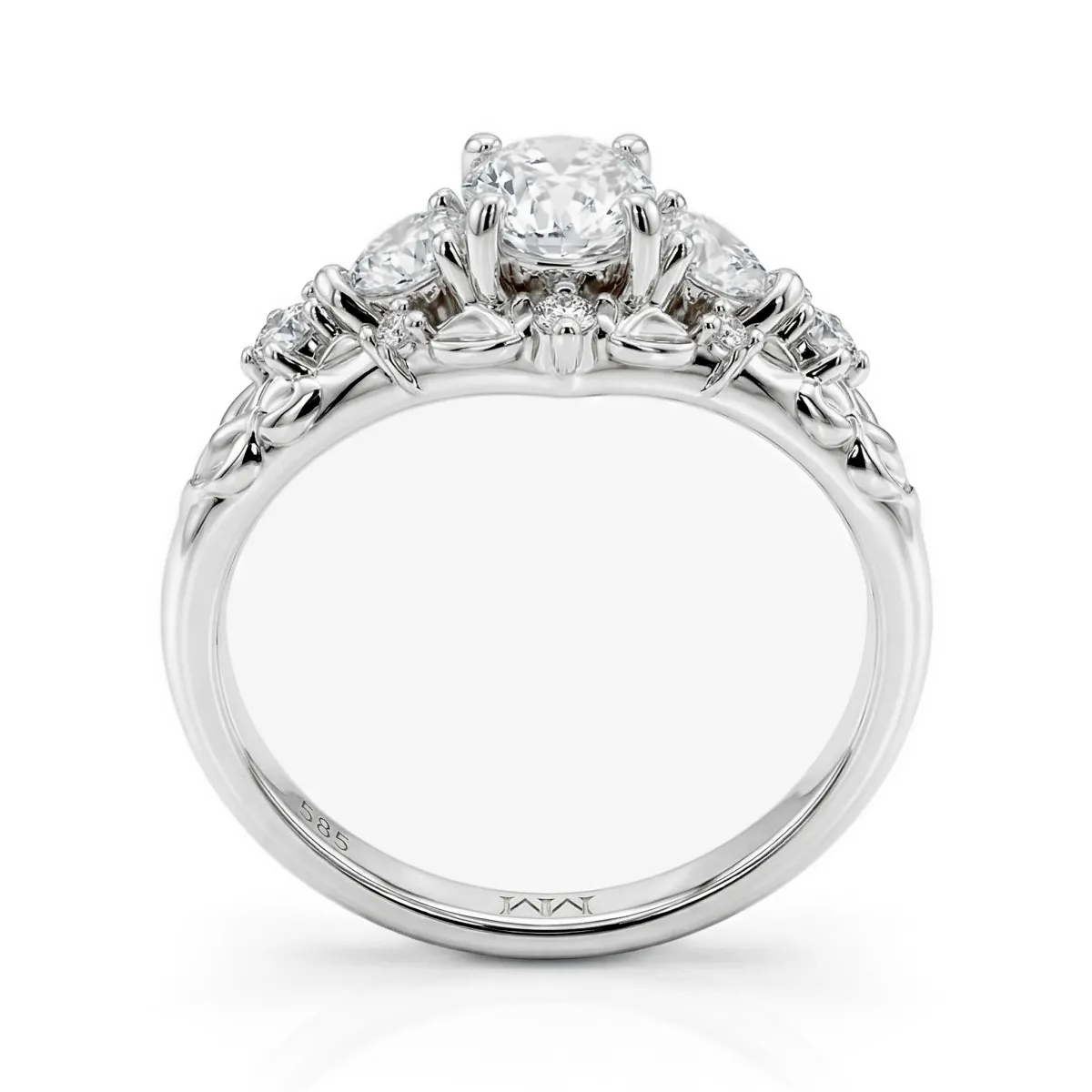 Fiorine - Oval Cut Moissanit Brautset Mit Botanischem Design