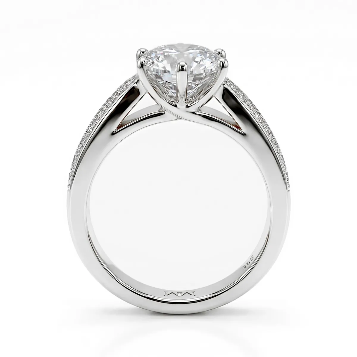 Sophia - Moissanite Engagement Ring with Pavé Side Stones