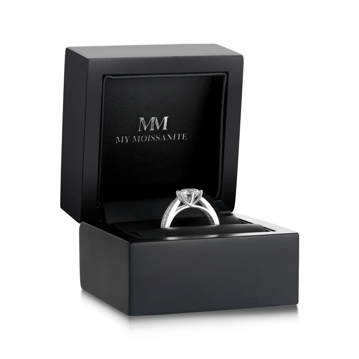 Sophia - Moissanite Engagement Ring with Pavé Side Stones