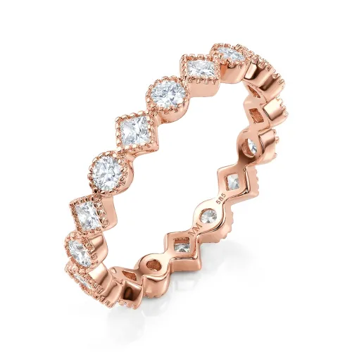 Verona - Quadratischer und Runder Moissanit Eternity Ring mit Milgrain-Details