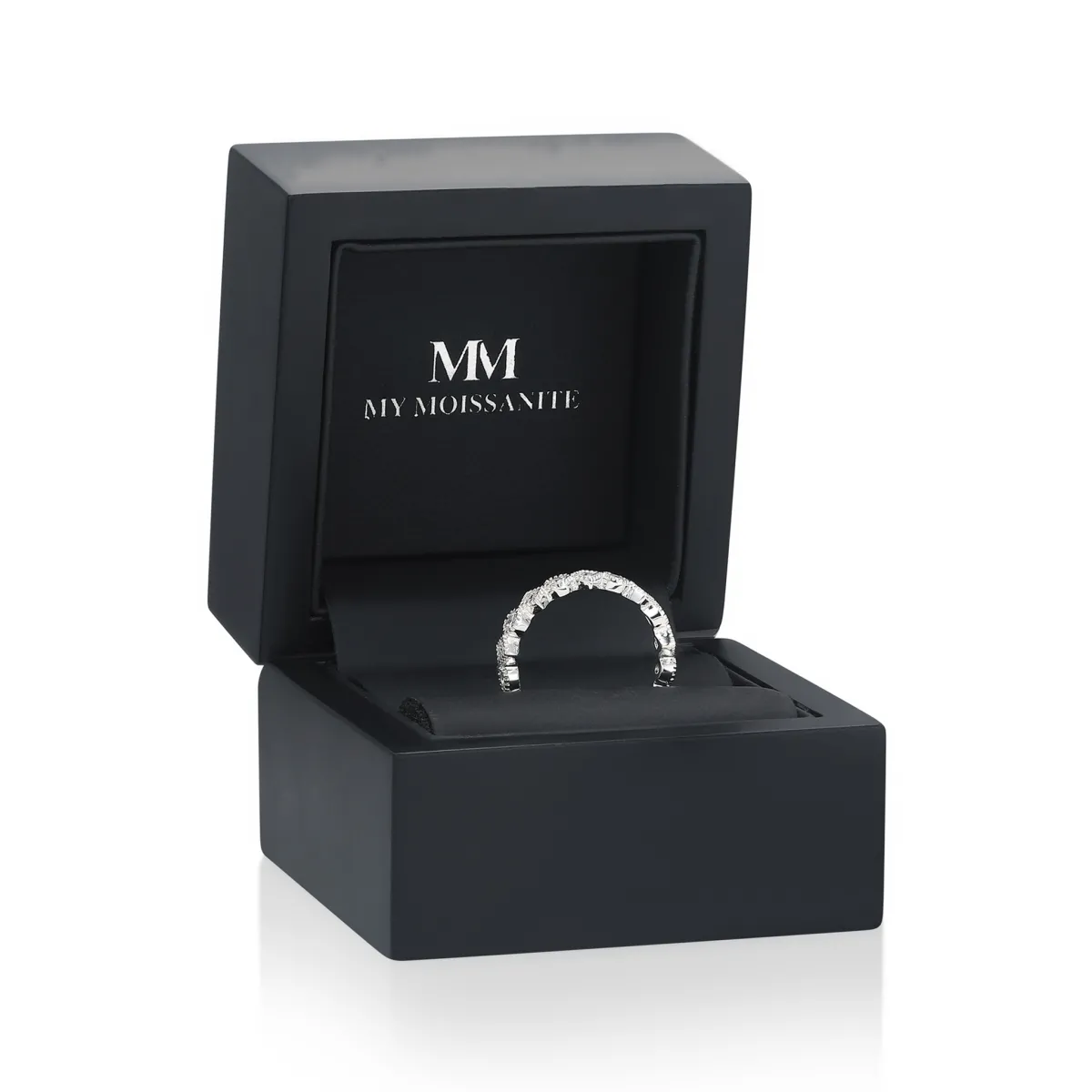 Verona - Quadratischer und Runder Moissanit Eternity Ring mit Milgrain-Details