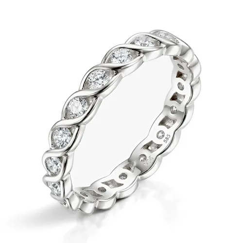 Celestine - Twisted Moissanite Eternity Ring in Bezel Setting