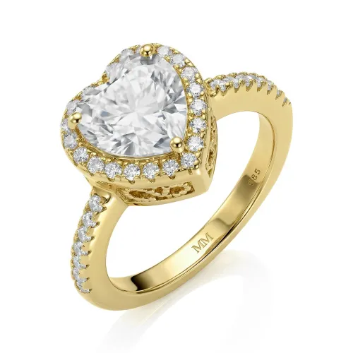 Heartshine – Herzschliff Moissanit Ring im Halo-Setting