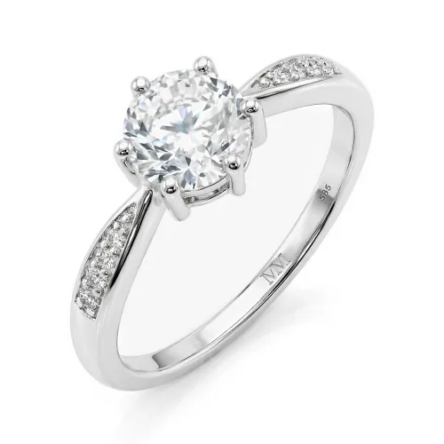 Stellar - Moissanite Engagement Ring with Pavé-Set Side Stones