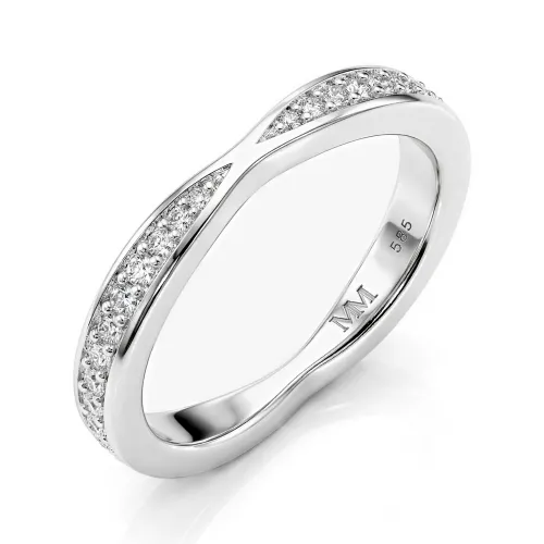 Aria - Curved Moissanite Wedding Band With Pavé Setting