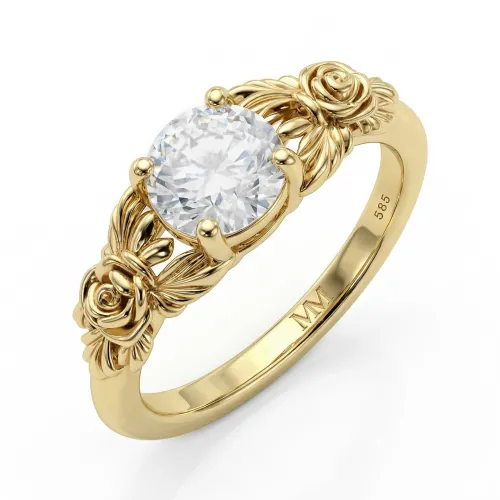 Roselle - Floraler Moissanit-Verlobungsring mit Pavé-Fassung