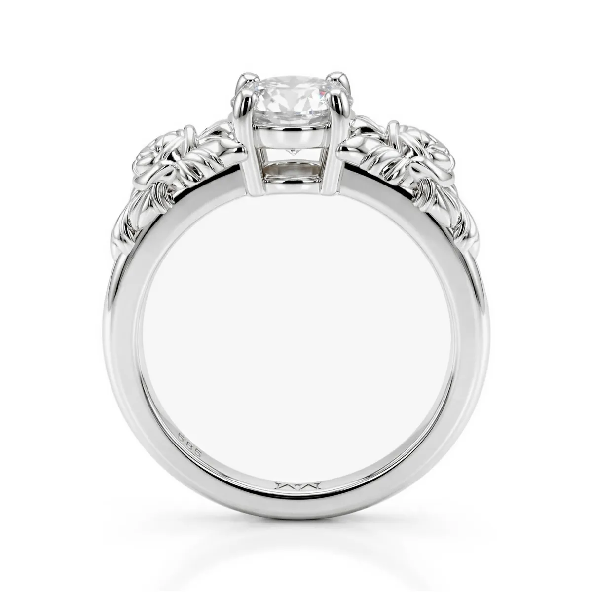 Roselle - Floraler Moissanit-Verlobungsring mit Pavé-Fassung