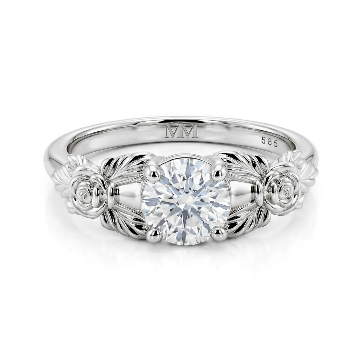 Roselle - Floraler Moissanit-Verlobungsring mit Pavé-Fassung