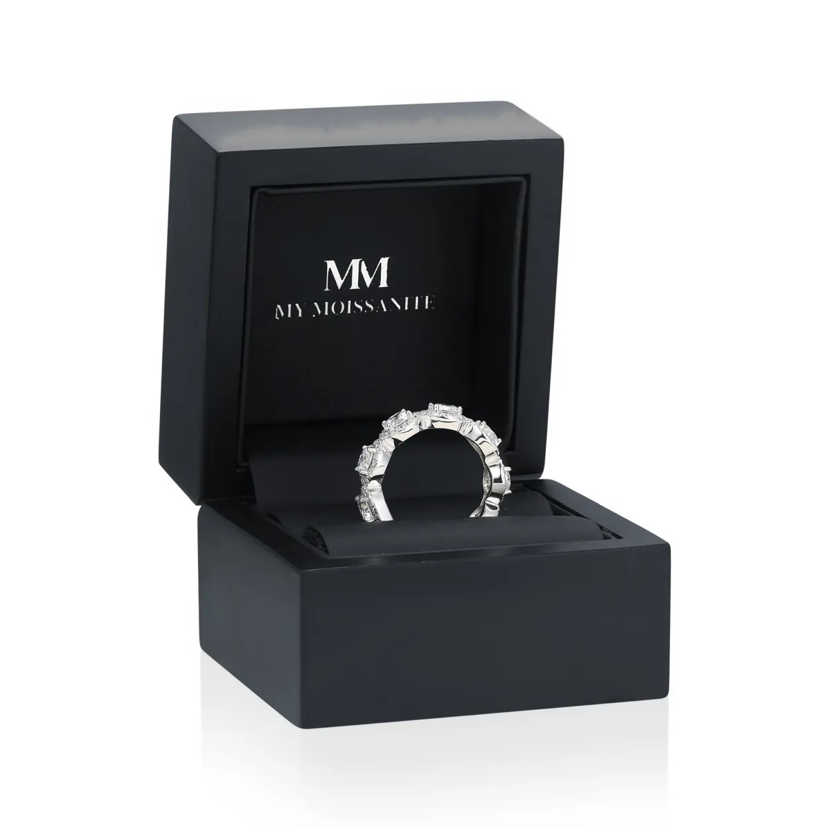 Allegra - Moissanit Eternity Ring Mit Halo Und Akzentsteinen