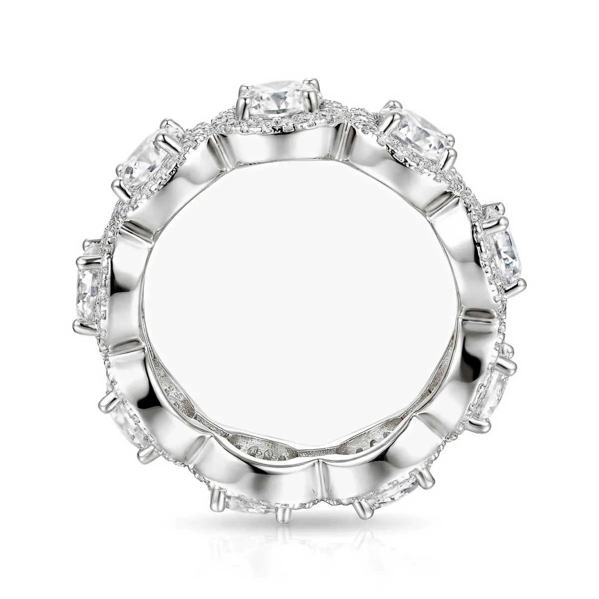 Allegra - Moissanit Eternity Ring Mit Halo Und Akzentsteinen