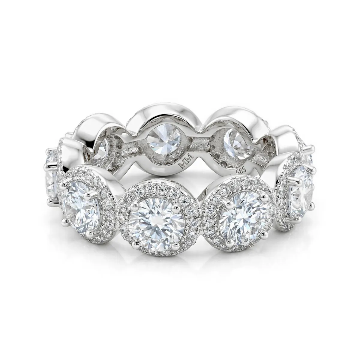 Allegra - Moissanit Eternity Ring Mit Halo Und Akzentsteinen