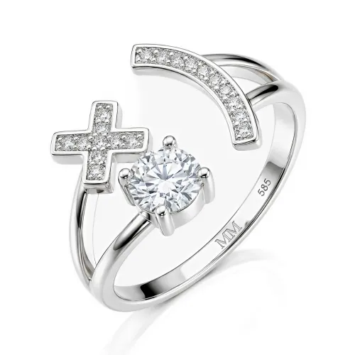 Lexis - Moissanit-Ring Mit Kreuz- Und Halbmond-Pavé-Design