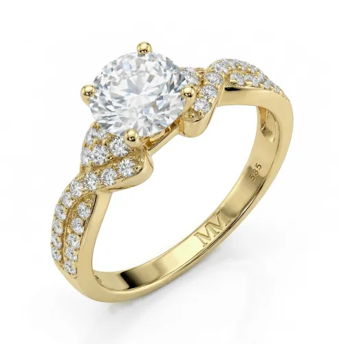 Mirari - Moissanit Verlobungsring Mit Gedrehtem Split-Shank und Pavé-Set-Akzenten