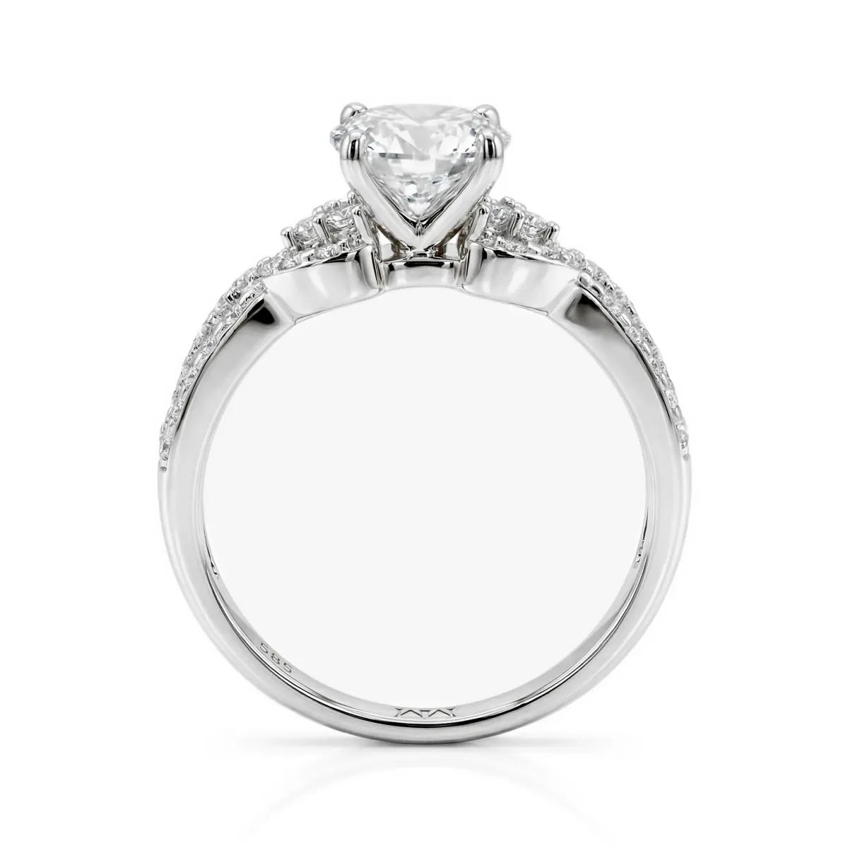 Mirari - Moissanit Verlobungsring Mit Gedrehtem Split-Shank und Pavé-Set-Akzenten