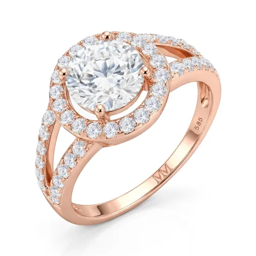 Regalyn - Moissanit Verlobungsring Mit Halo und Split-Shank Design