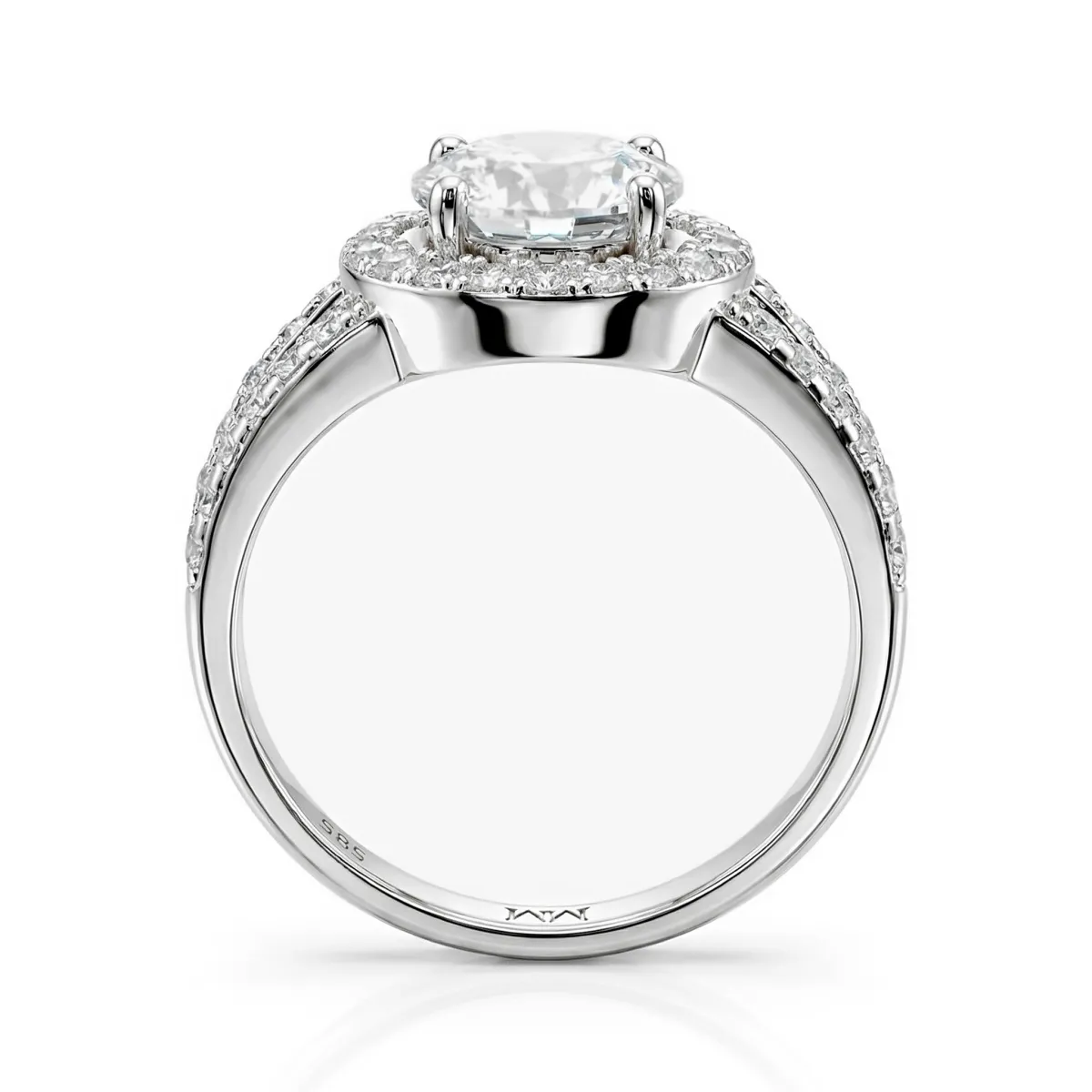 Regalyn - Moissanit Verlobungsring Mit Halo und Split-Shank Design