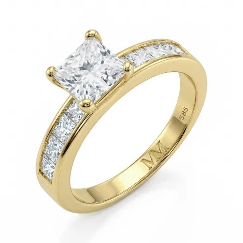 Clarity - Prinzessschliff Moissanit Verlobungsring Mit Kanalgefassten Seitensteinen