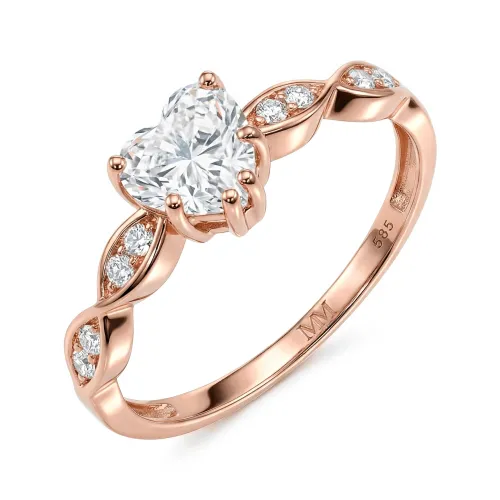 Affection - Herz Schliff Moissanit Verlobungsring mit Gedrehtem Band