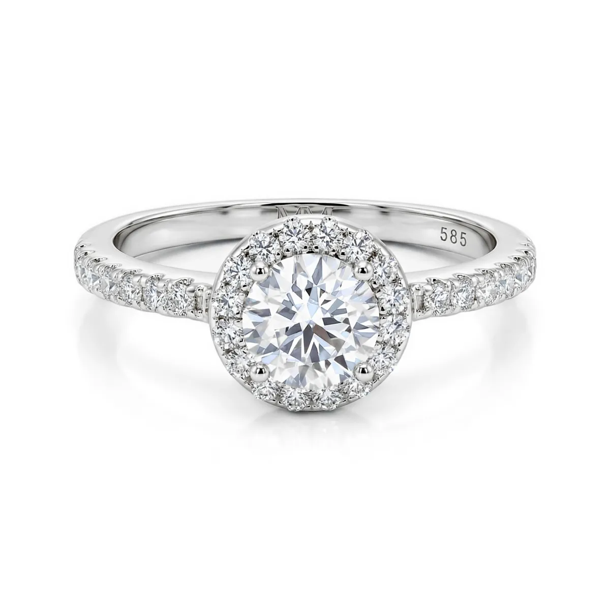 Dynara - Moissanit Verlobungsring Mit Halo Und Pavé Band