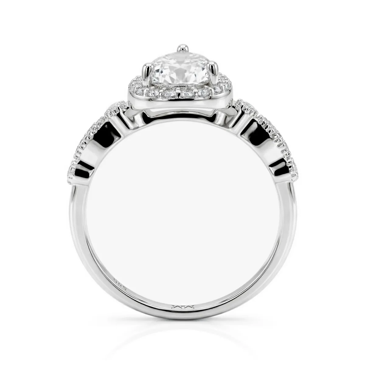 Elanore - Tropfen Geschliffener Moissanit Verlobungsring mit Verdrehter Pavé-Band
