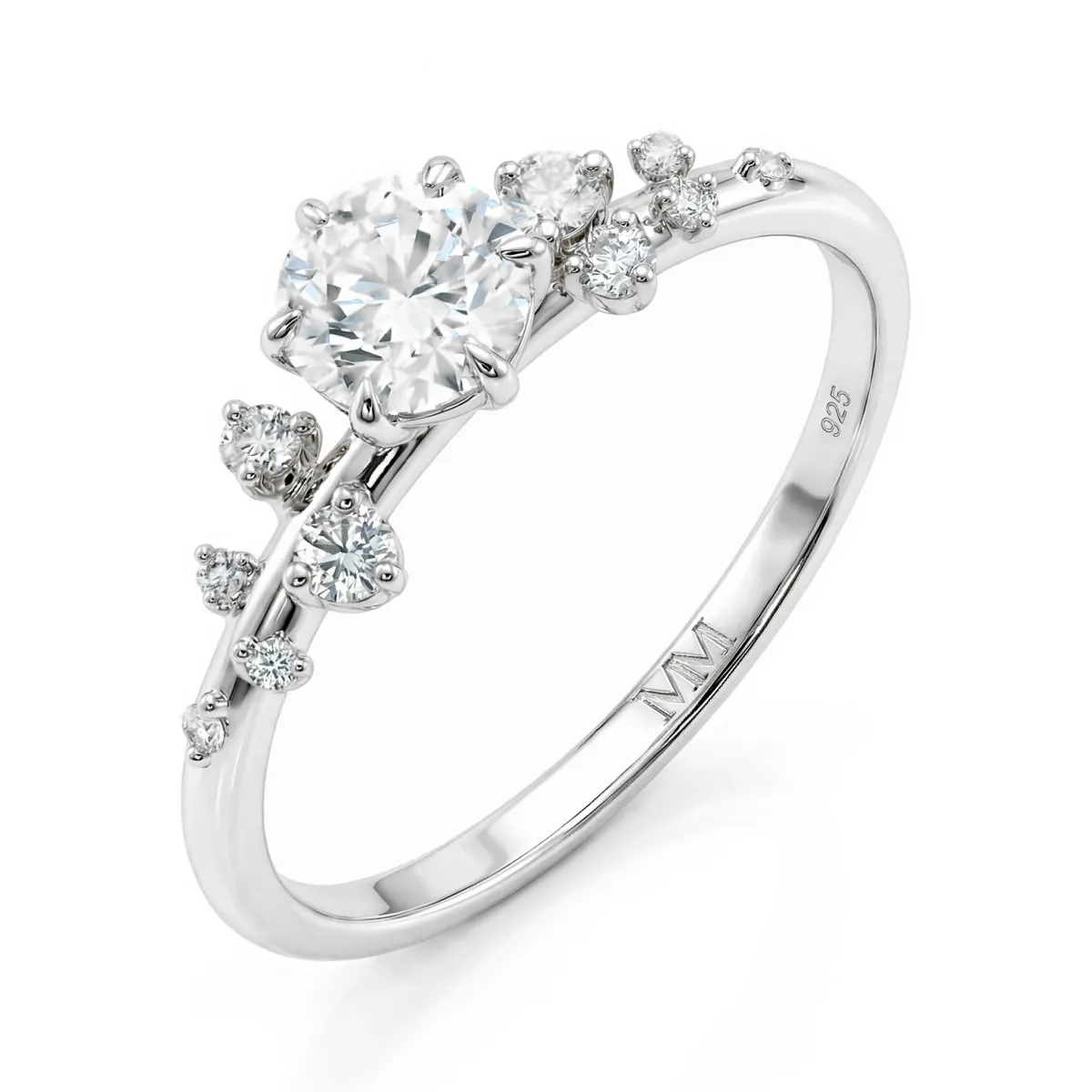  Aurora - Moissanit-Ring mit minimalistischen Seitensteinen