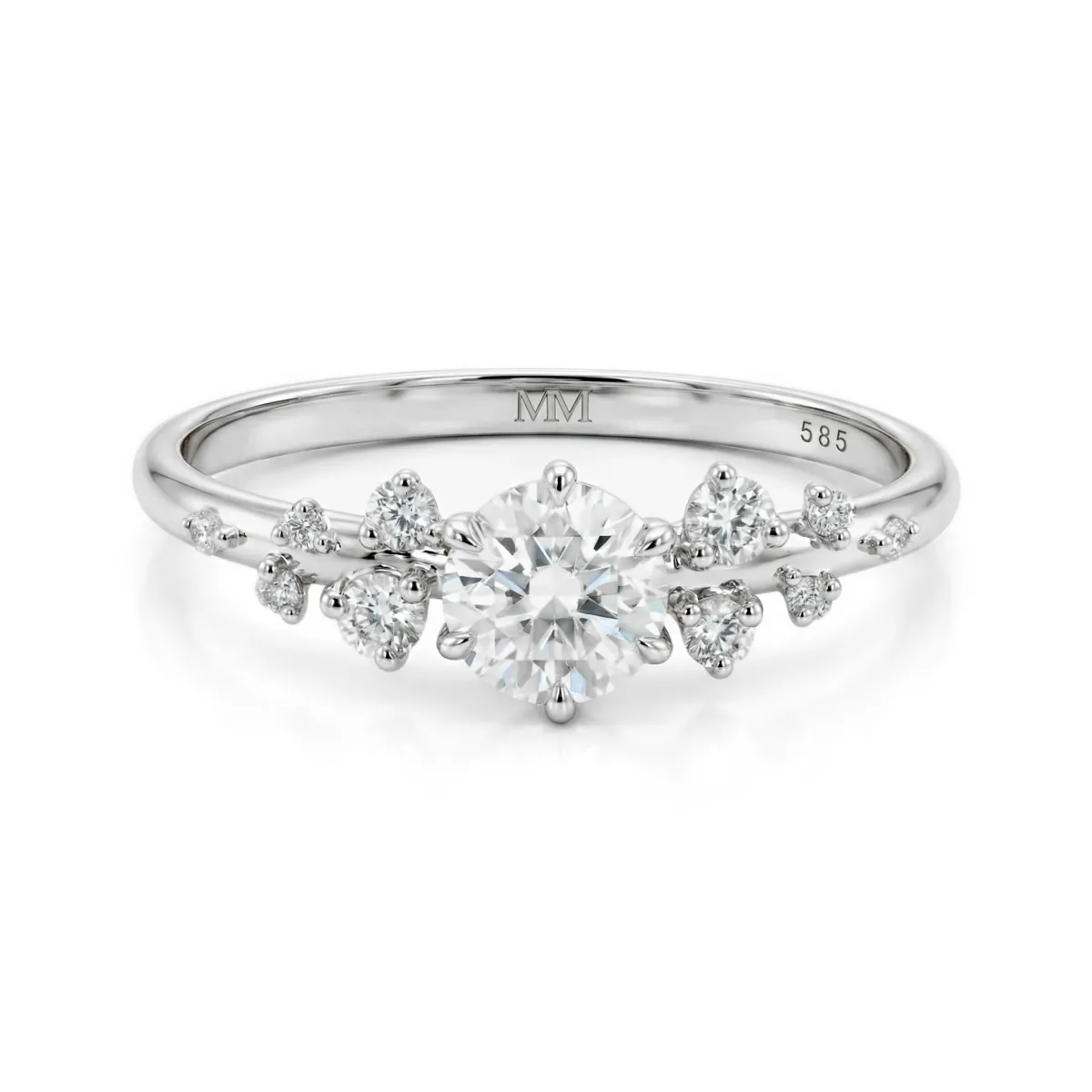  Aurora - Moissanit-Ring mit minimalistischen Seitensteinen