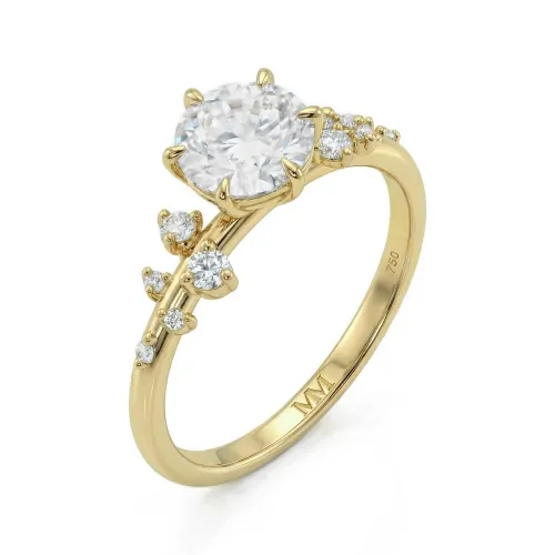 Aurora - Moissanit Ring mit minimalistischen Seitensteinen
