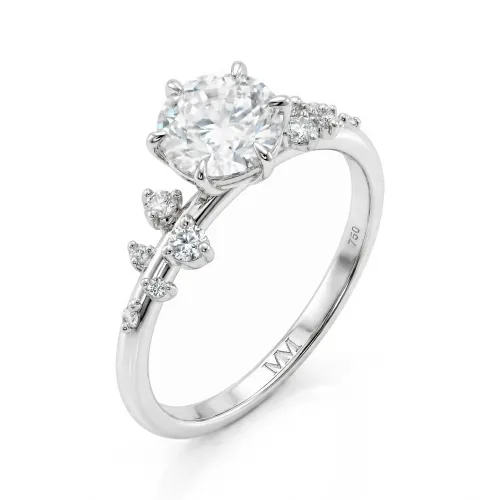 Aurora - Moissanit Ring mit minimalistischen Seitensteinen