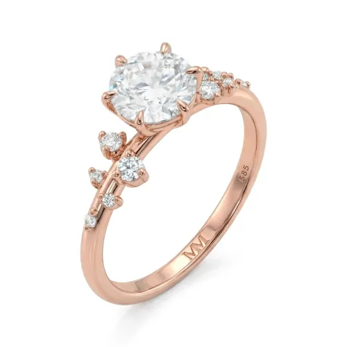 Aurora - Moissanit Ring mit minimalistischen Seitensteinen