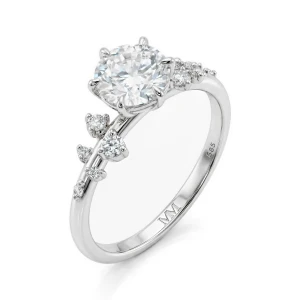 Aurora - Moissanit Ring mit minimalistischen Seitensteinen