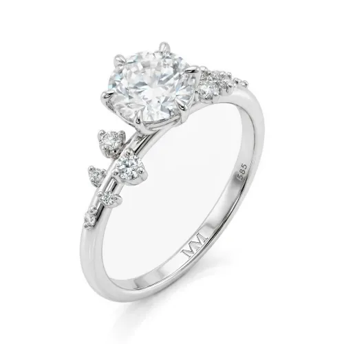 Aurora - Moissanit Ring mit minimalistischen Seitensteinen