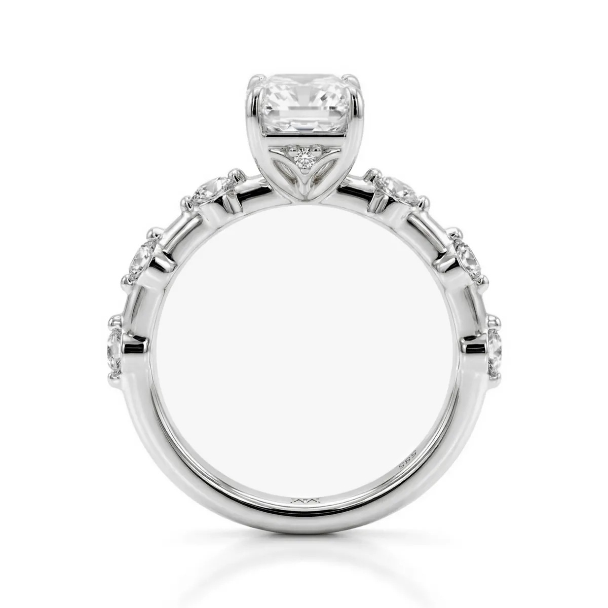 Isla - Radiant-Schliff Moissanit Ring mit Seitensteinen