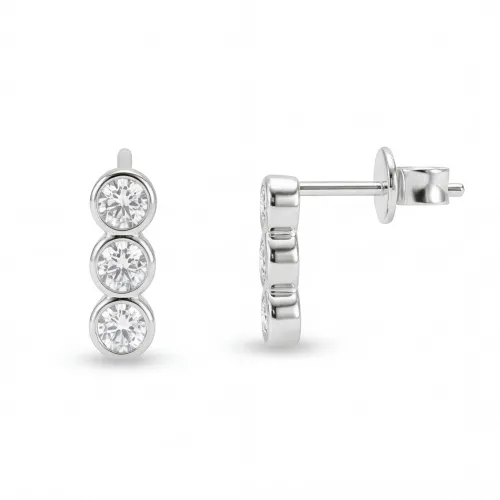 Tri-Bezel - Moissanit Ohrstecker im Fassungsdesign