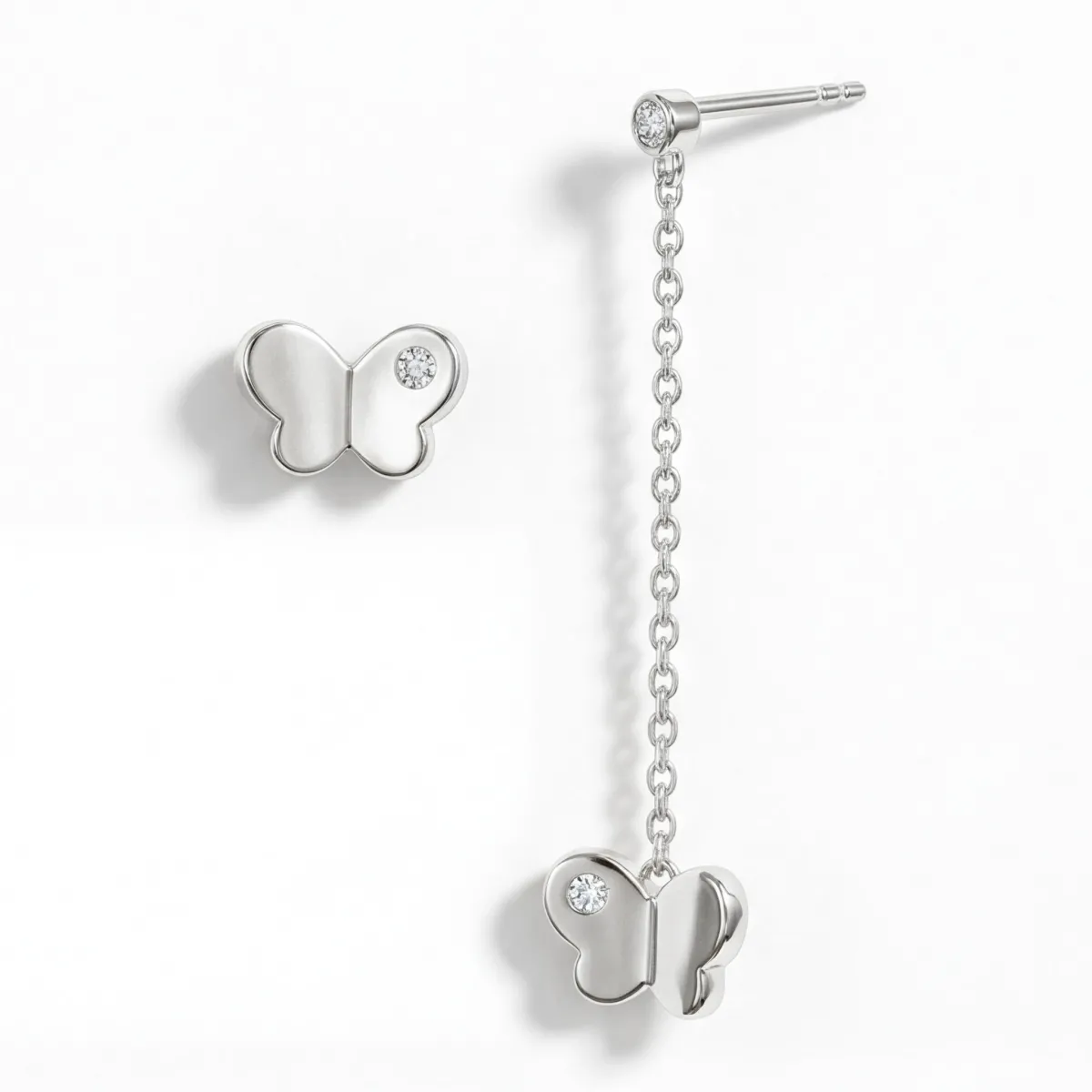 Butterfly Drops - Moissanit Tropfen-Ohrringe