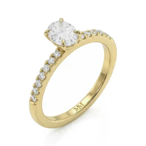 Nina - Ovalschliff Moissanit Ring mit Pavé-Seitensteinen