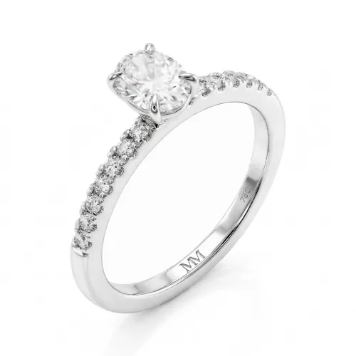 Nina - Ovalschliff Moissanit Ring mit Pavé-Seitensteinen