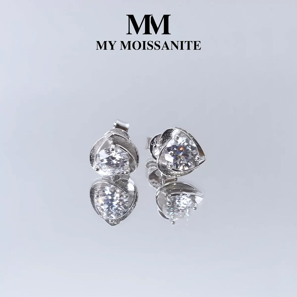 Luster – Moissanit Herzschliff Ohrstecker