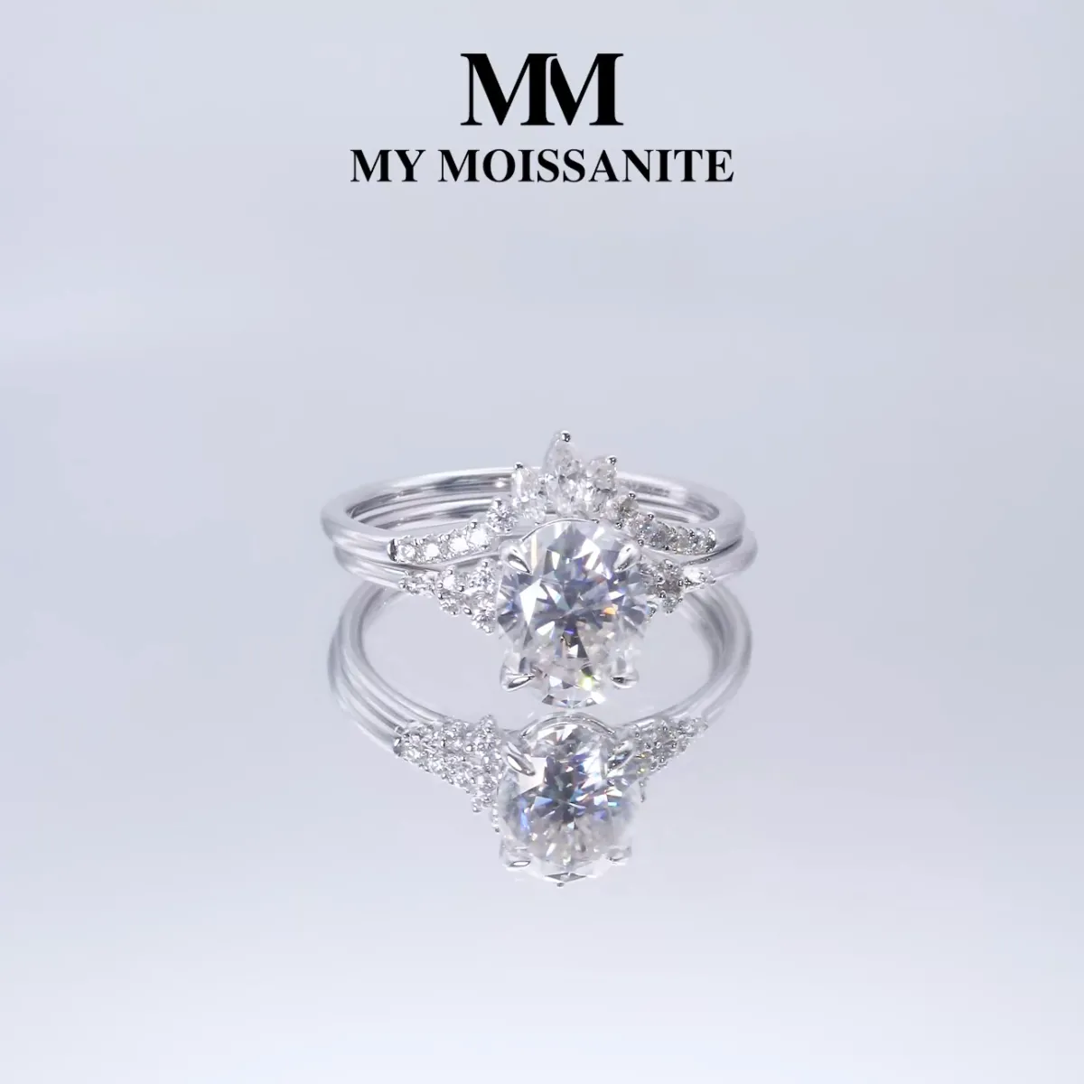 Ätherische Eleganz Set - Ovaline & Serenella Moissanite Braut Set mit Marquise Akzente