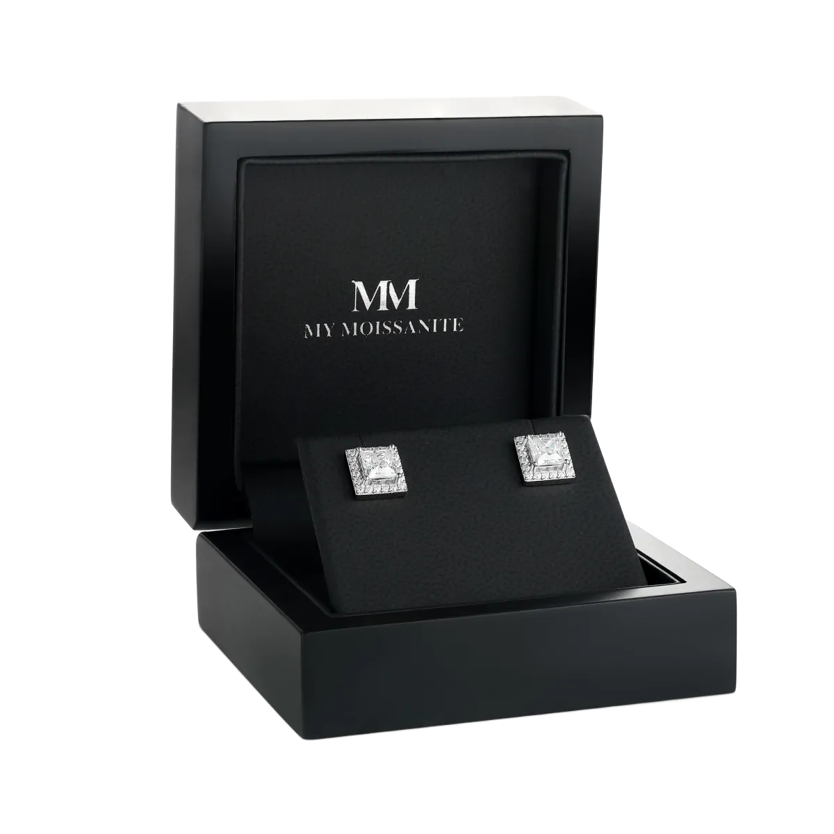 Imperia - Princess Moissanite Ohrstecker in Halo-Fassung