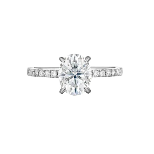 Nina - Oval Moissanite Ring with Pavé Side Stones