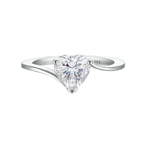 Amora - Heart Solitaire Moissanite Ring