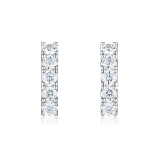 Cascade - Liniowe Kolczyki Hoop Z Moissanitem