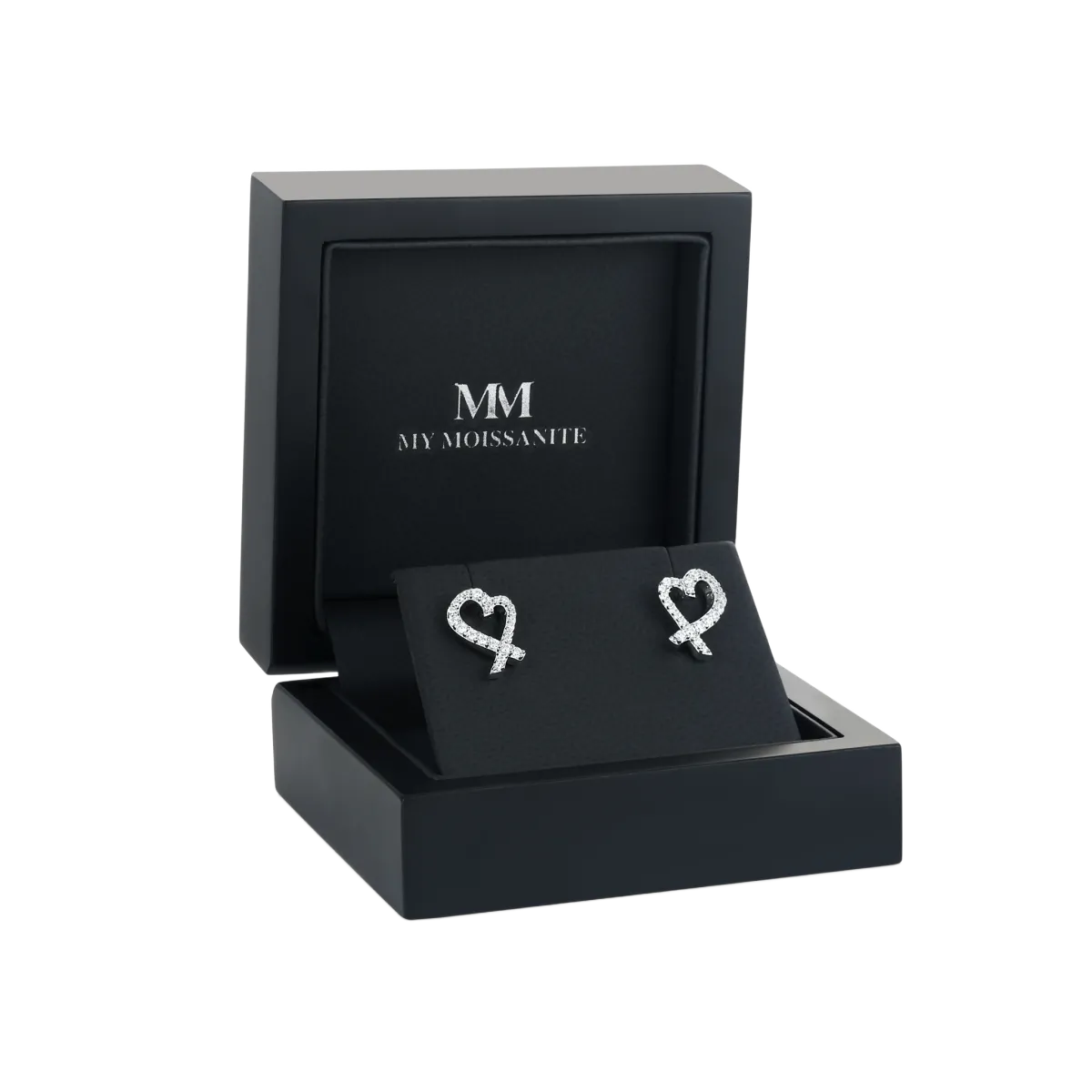Heart Strings - Moissanit-Ohrstecker in Pavé-Fassung