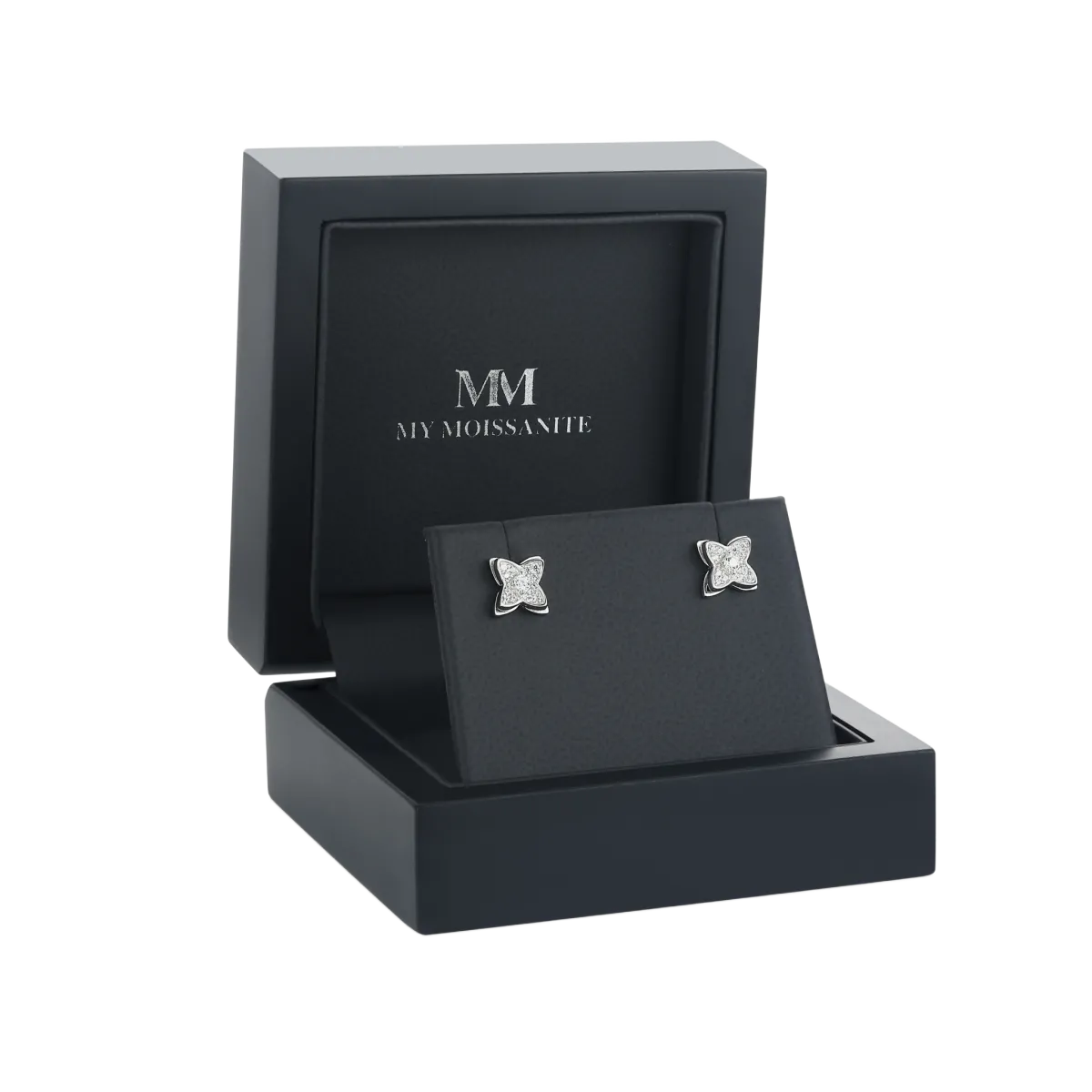 Funkelnde Blumen - Moissanit-Ohrstecker in Pavé-Fassung