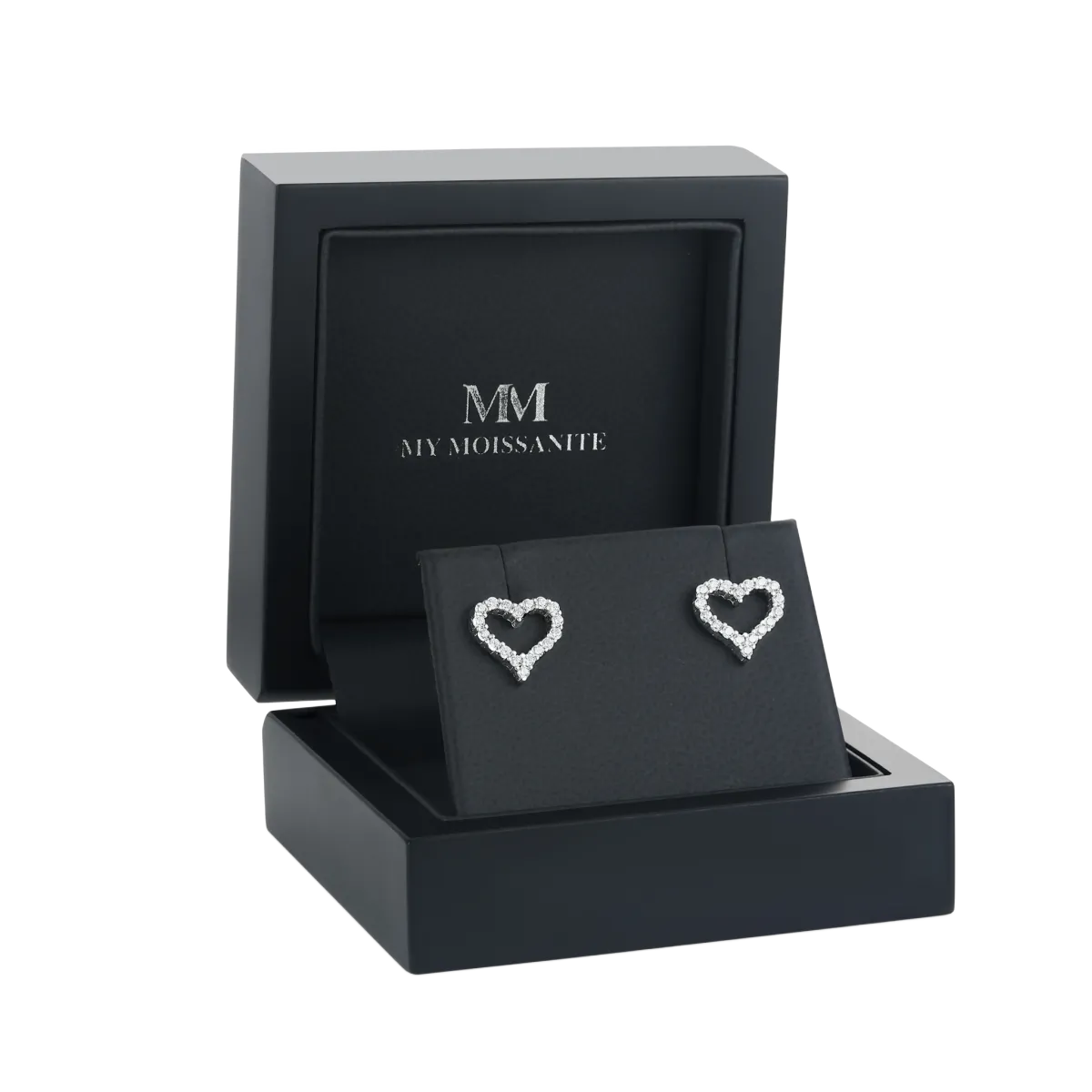 Corazon - Moissanit-Ohrstecker in herzförmiger Pavé-Fassung