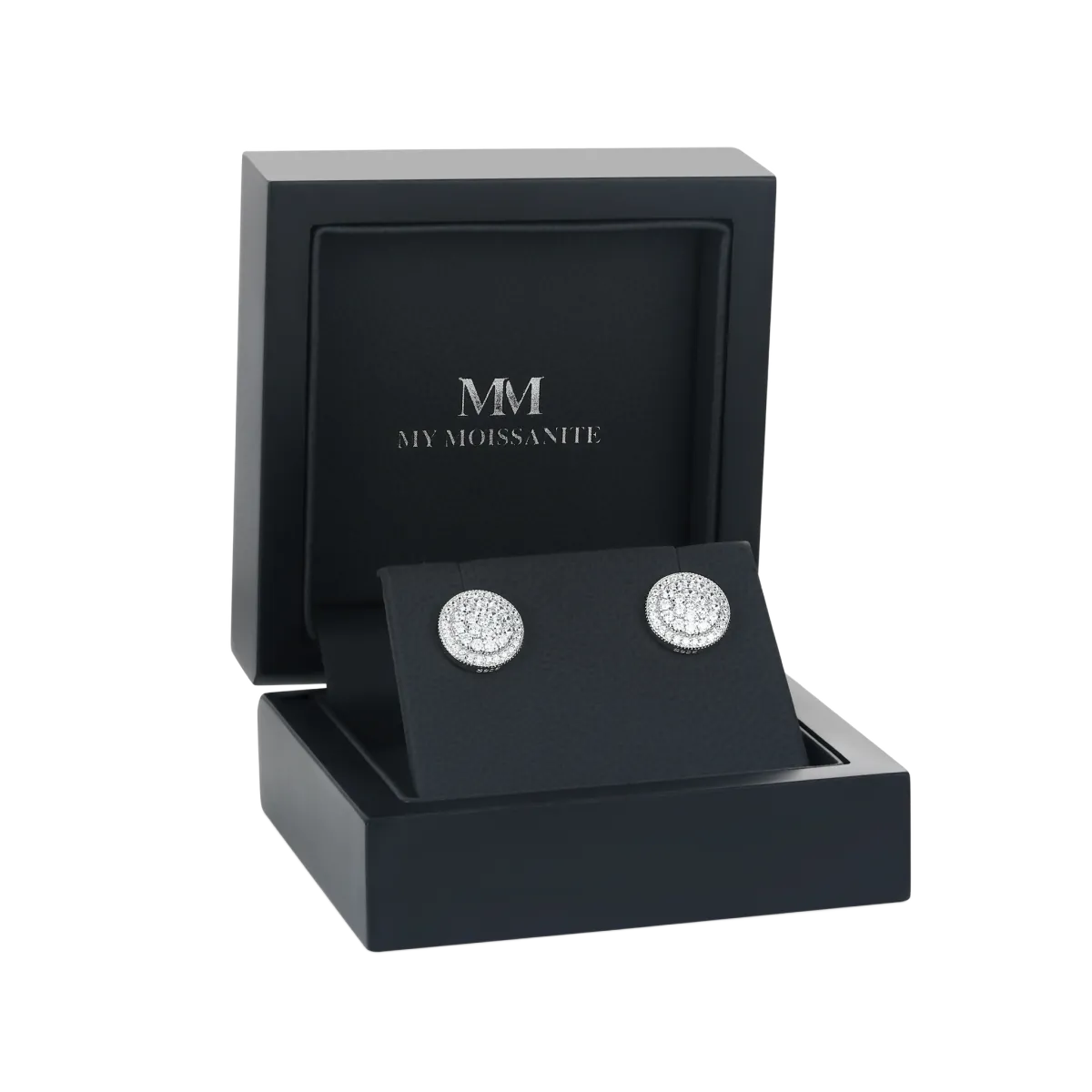 Runde Cluster - Moissanit-Ohrstecker in Pavé-Fassung