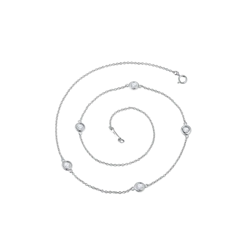 Circa - Bezel Set Moissanite Necklace with Adjustable Links